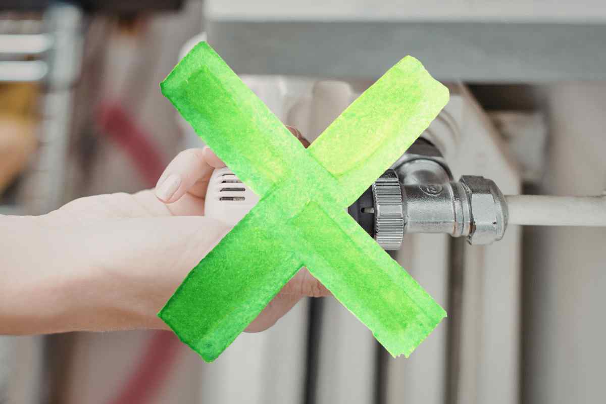 radiatori dei termosifoni barrati da una x