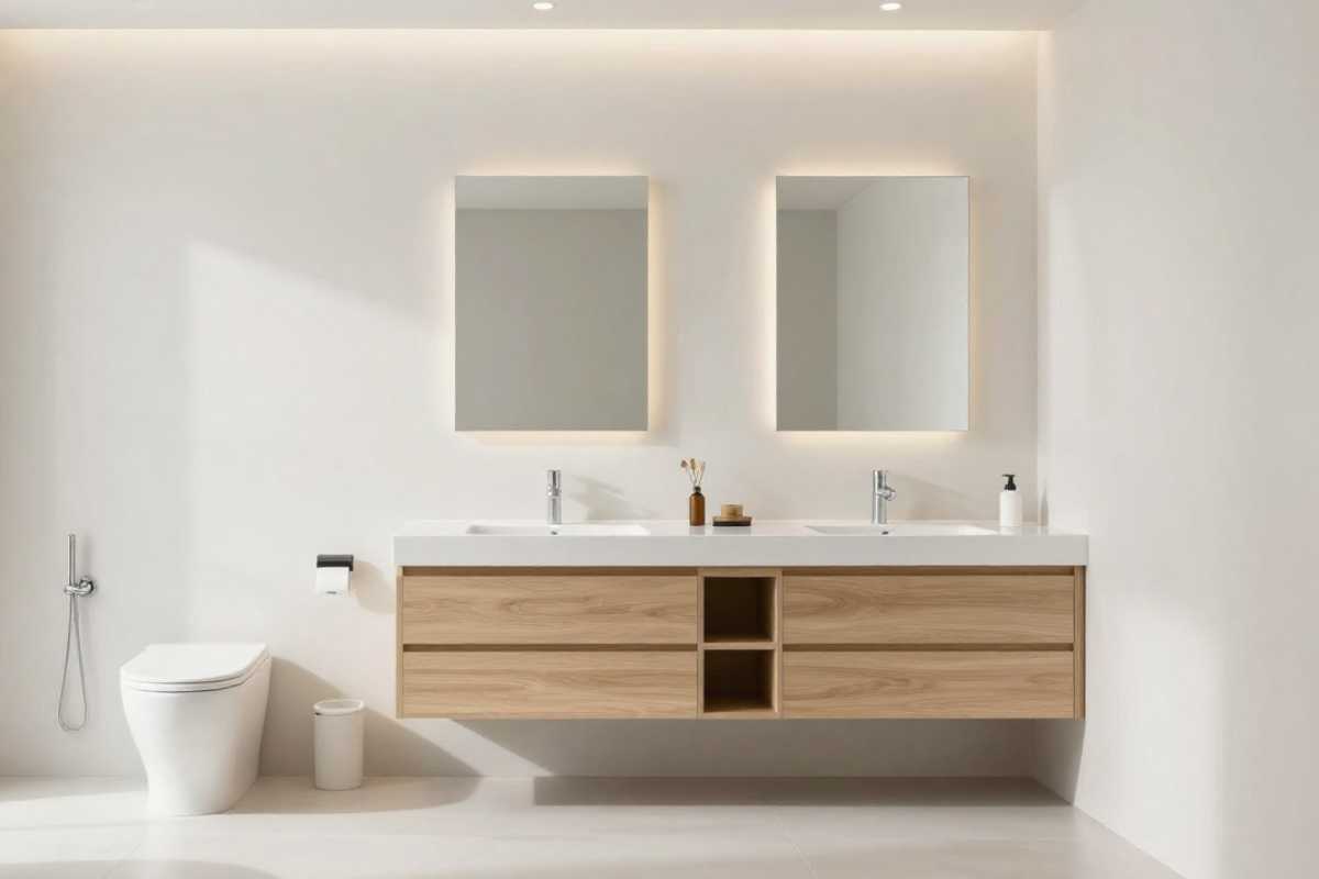 pareti piastrelle mobilio pavimento del bagno