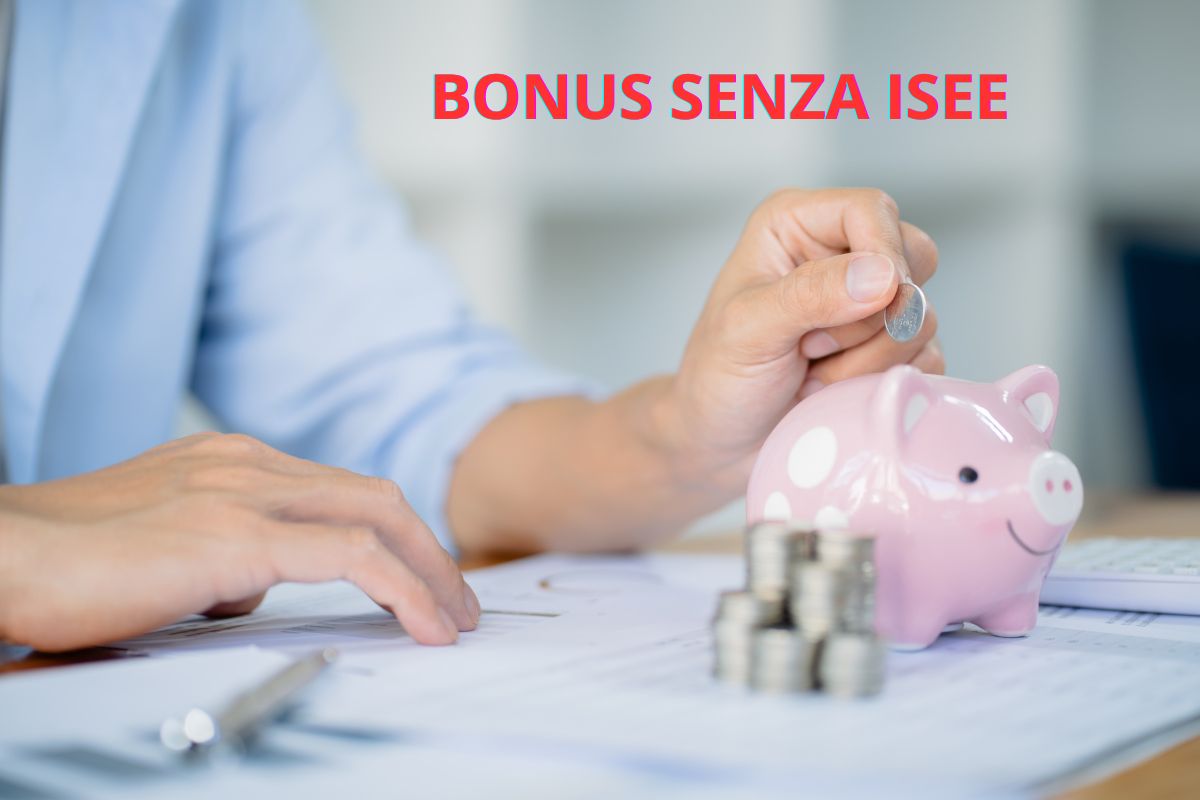 uomo che mette soldi in salvadanaio e scritta 'bonus senza isee9