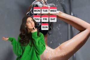 donna che pensa a quante volte lavare i capelli in una settimana